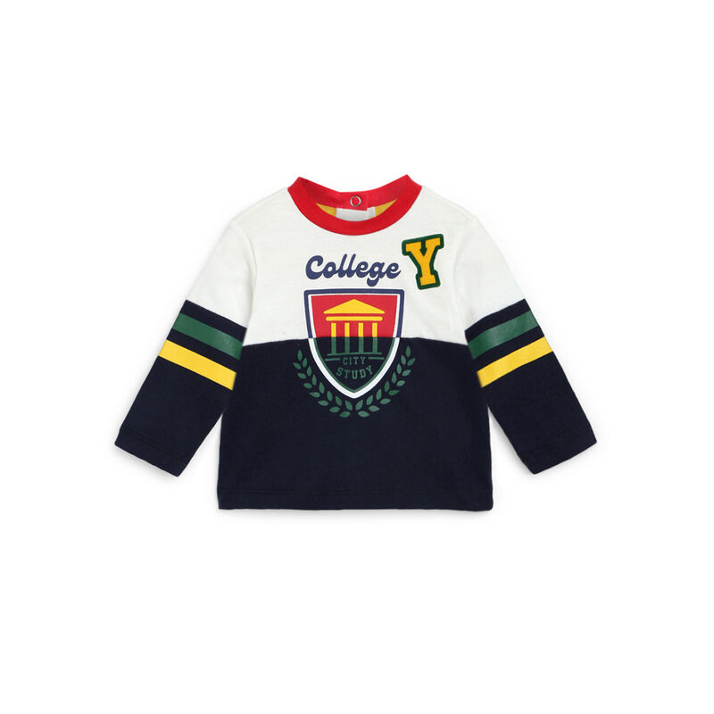 Boys Dark Blue Printed Long Sleeve T-Shirt image number null
